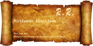 Rothman Rusztem névjegykártya